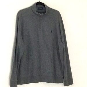 Polo Ralph Lauren Men’s Long Sleeve Cotton Blend Gray Sweater 1/4 Zip. Academia